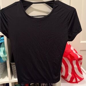 Bershka Black Short Sleeve Cutout Back Top